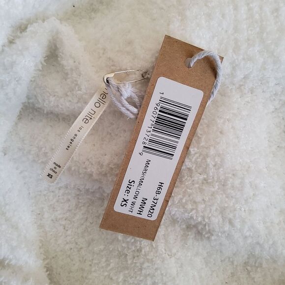 Hello Nite Plush Pullover Cozy Super Soft V-Neck Sweater XS White New - Picture 7 of 7